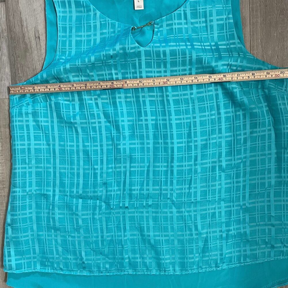 DANA BUCHMAN Women's Textured Print Sleeveless Blouse- Size L - Picture 5 of 11